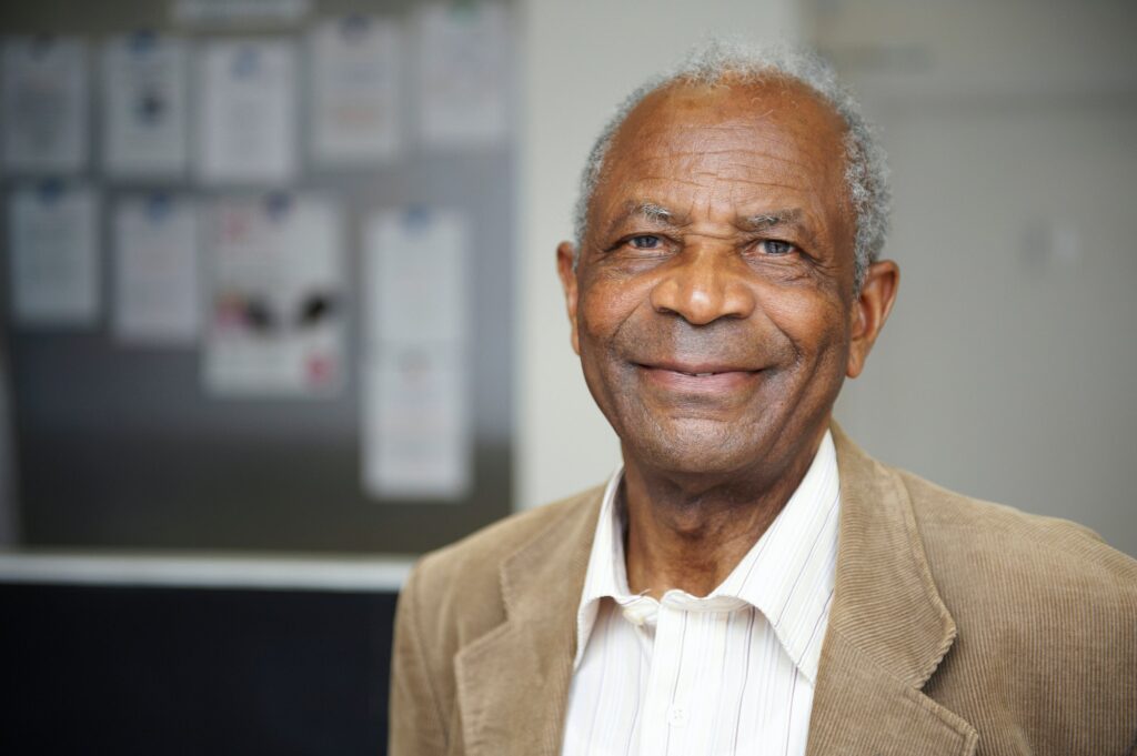 Elderly black man smiling